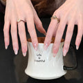 0.94-inch oval nude gradient leopard print French pointed solid color nail art
