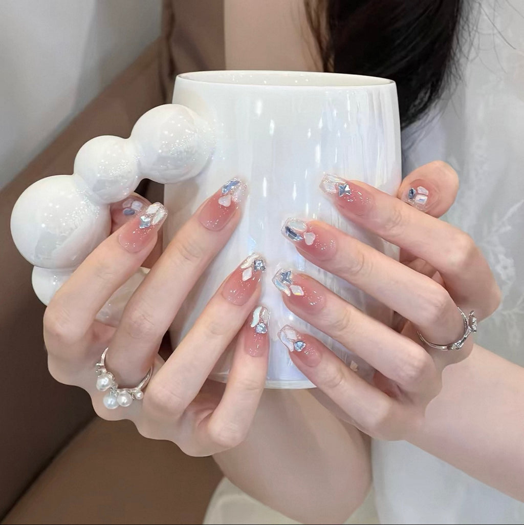 0.78 inch trapezoidal pink cat eye patch drill wearing nail art