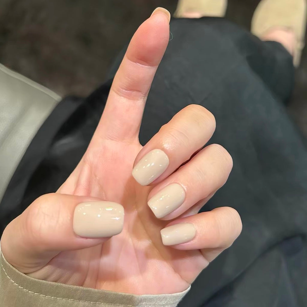 Solid Color Milky White 0.62-inch Short Square Press-On Nails