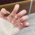 Pink gradient cat eye gold glitter press-on nail art series