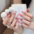 French pink gradient diamond-pressed nail art series
