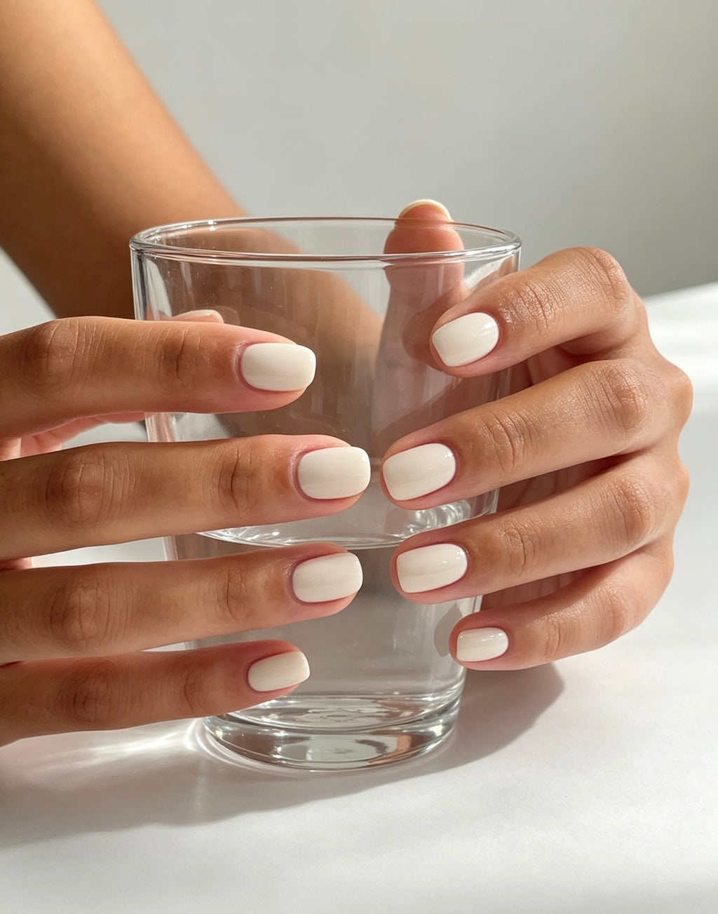Solid Color Milky White 0.62-inch Short Square Press-On Nails