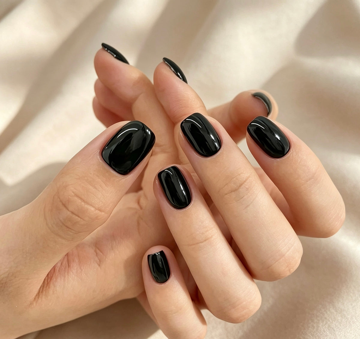 0.62-inch square pure black patch nail art