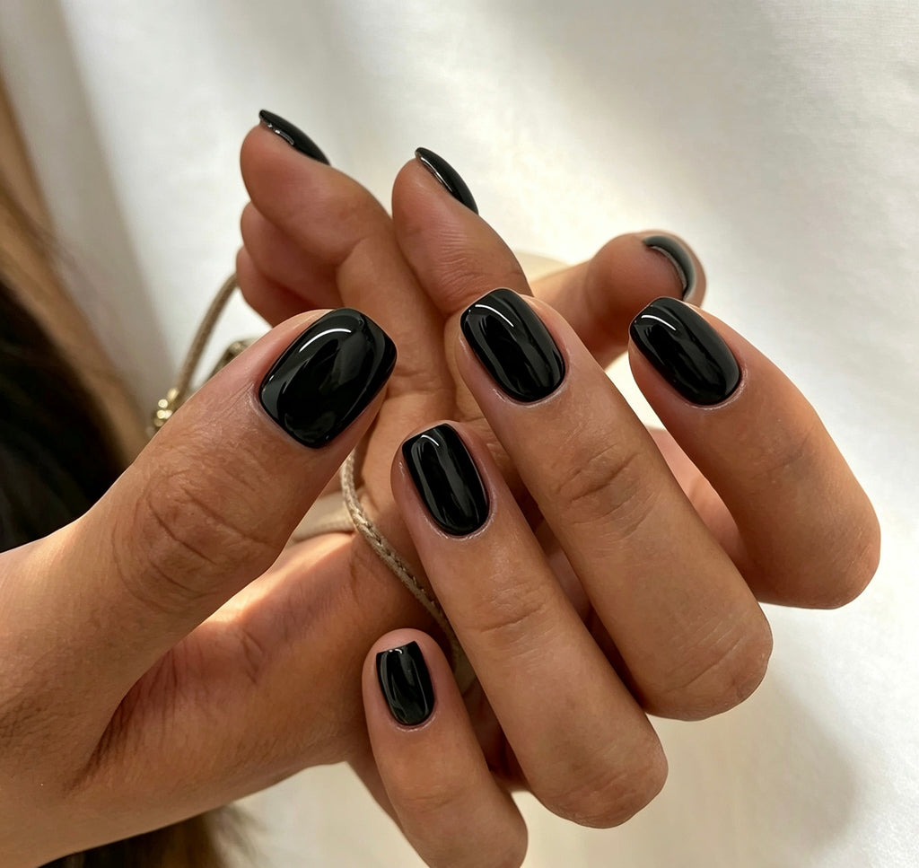 0.62-inch square pure black patch nail art
