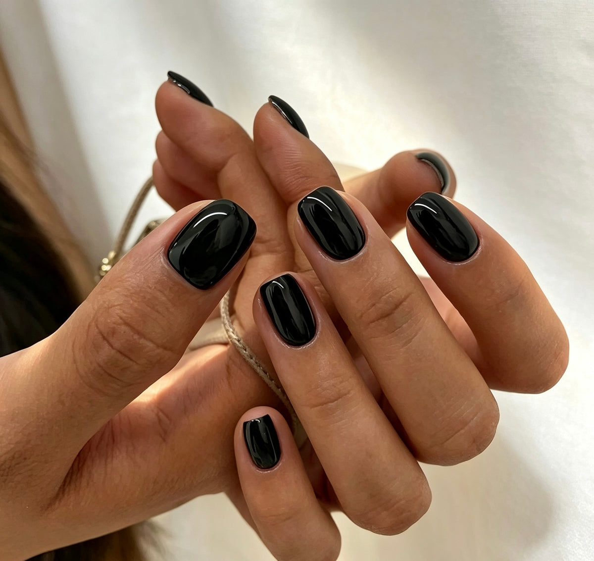 0.62-inch square pure black patch nail art