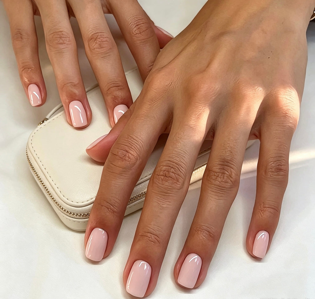 0.62-inch square bare pink patch nail art