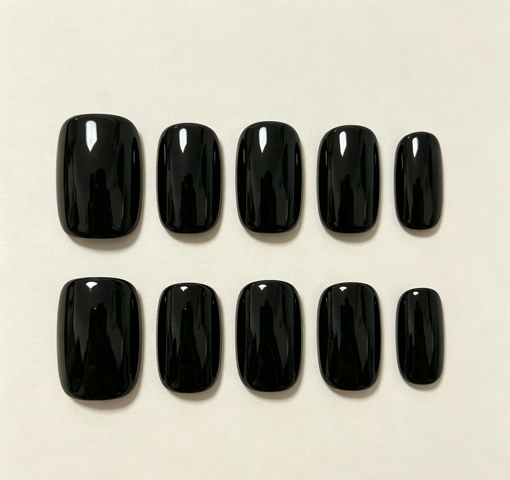 0.62-inch square pure black patch nail art