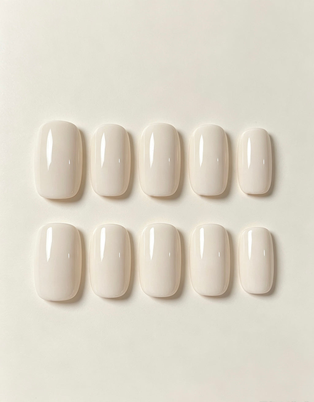 Solid Color Milky White 0.62-inch Short Square Press-On Nails