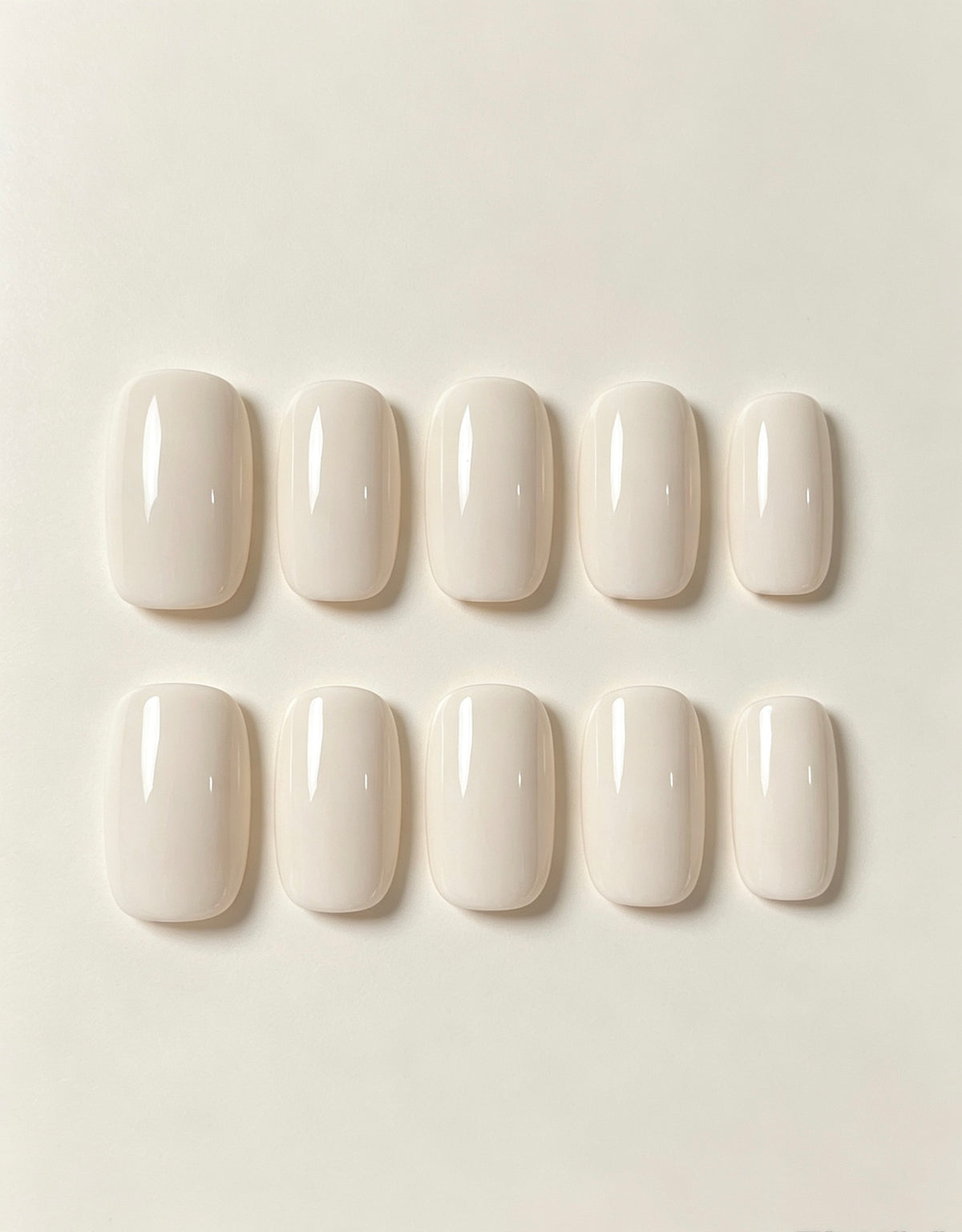 Solid Color Milky White 0.62-inch Short Square Press-On Nails