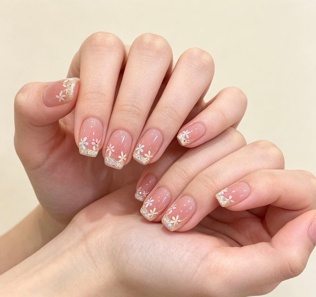 0.62in square pink handmade decal art press-on nail art