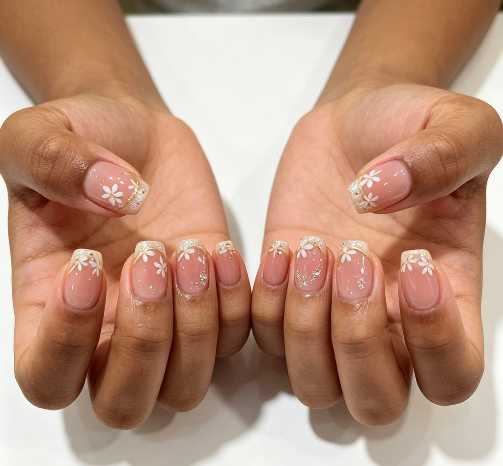 0.62in square pink handmade decal art press-on nail art