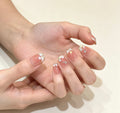 0.62 inch square nude pink cat eye heart-shaped handmade decal wearing nail art