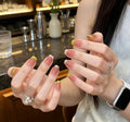 0.62 inch square French flesh color solid color polka dot tip wearing nail art