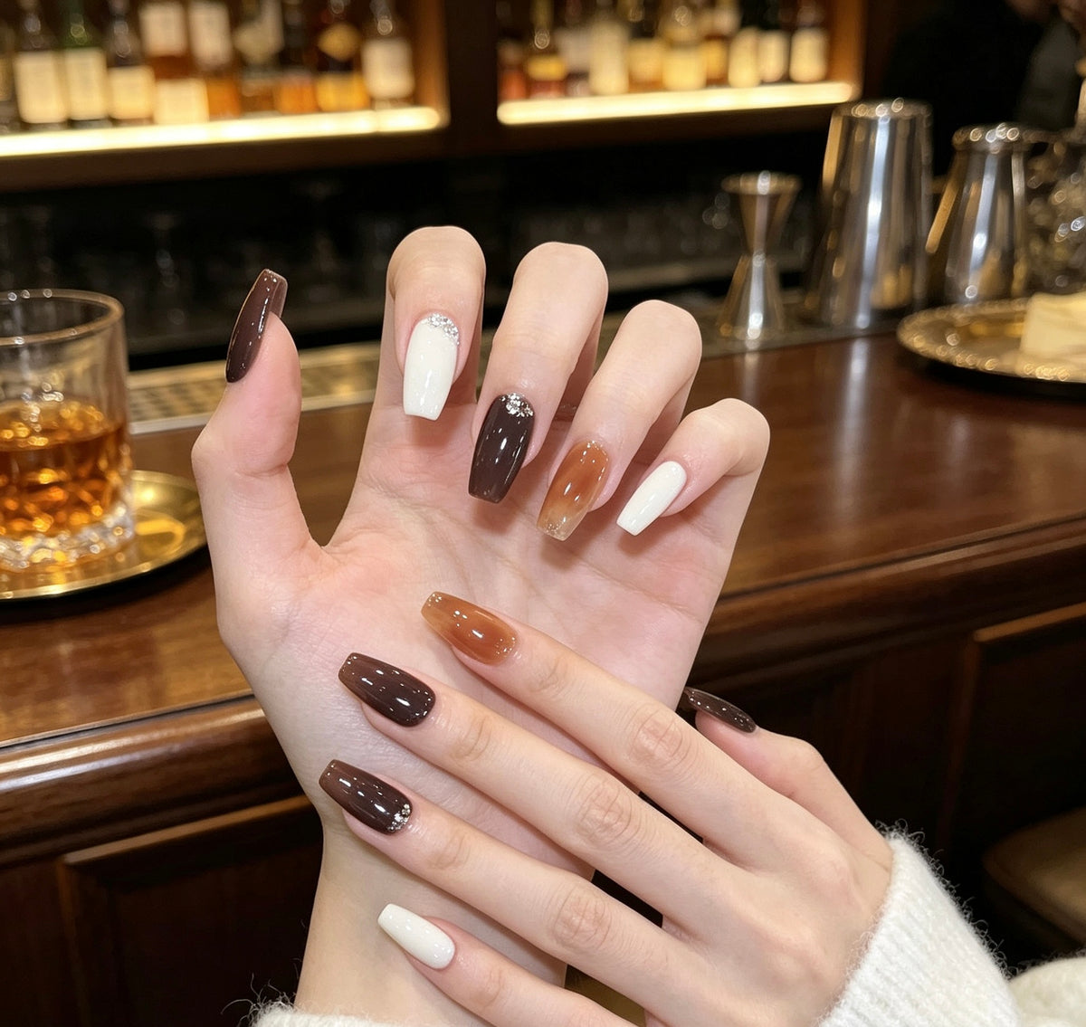 0.78-inch trapezoidal solid color cat eye wearing nail art