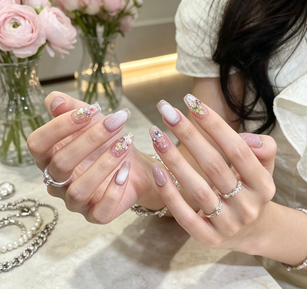 0.78-inch trapezoidal pink cat eye decal gradient nail art