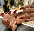 0.78 inch trapezoidal wine red solid color cat eye wearing nail art