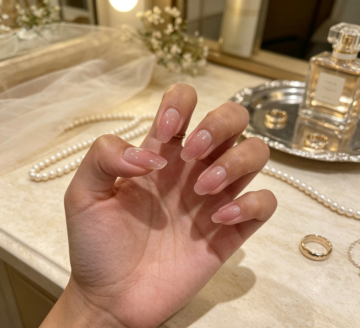 0.7 inch oval naked light purple cat eye gradient pressing nail art