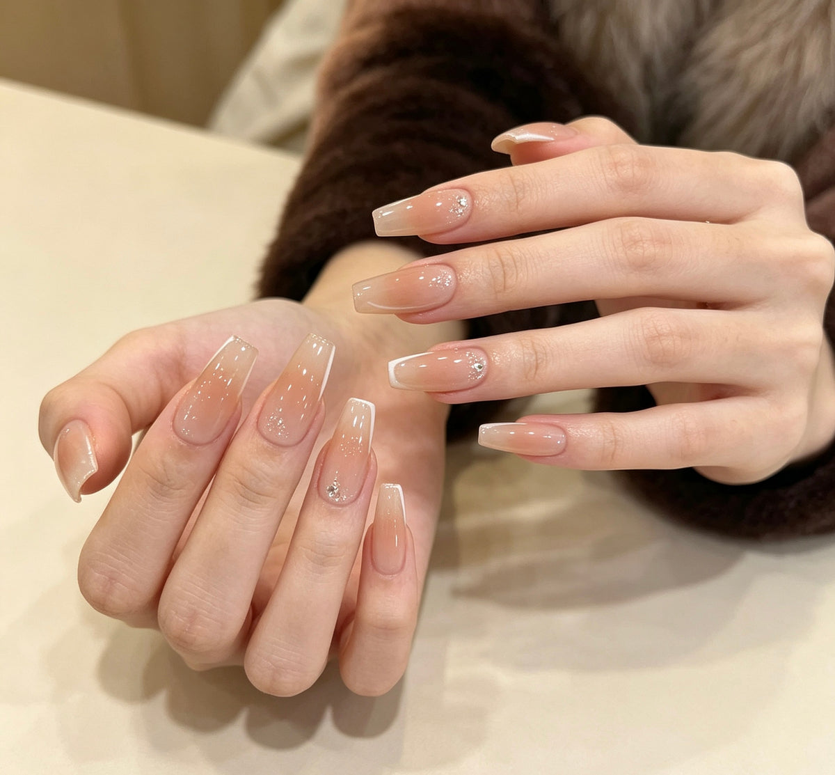 0.94-inch trapezoidal nude gradient wearing nail art
