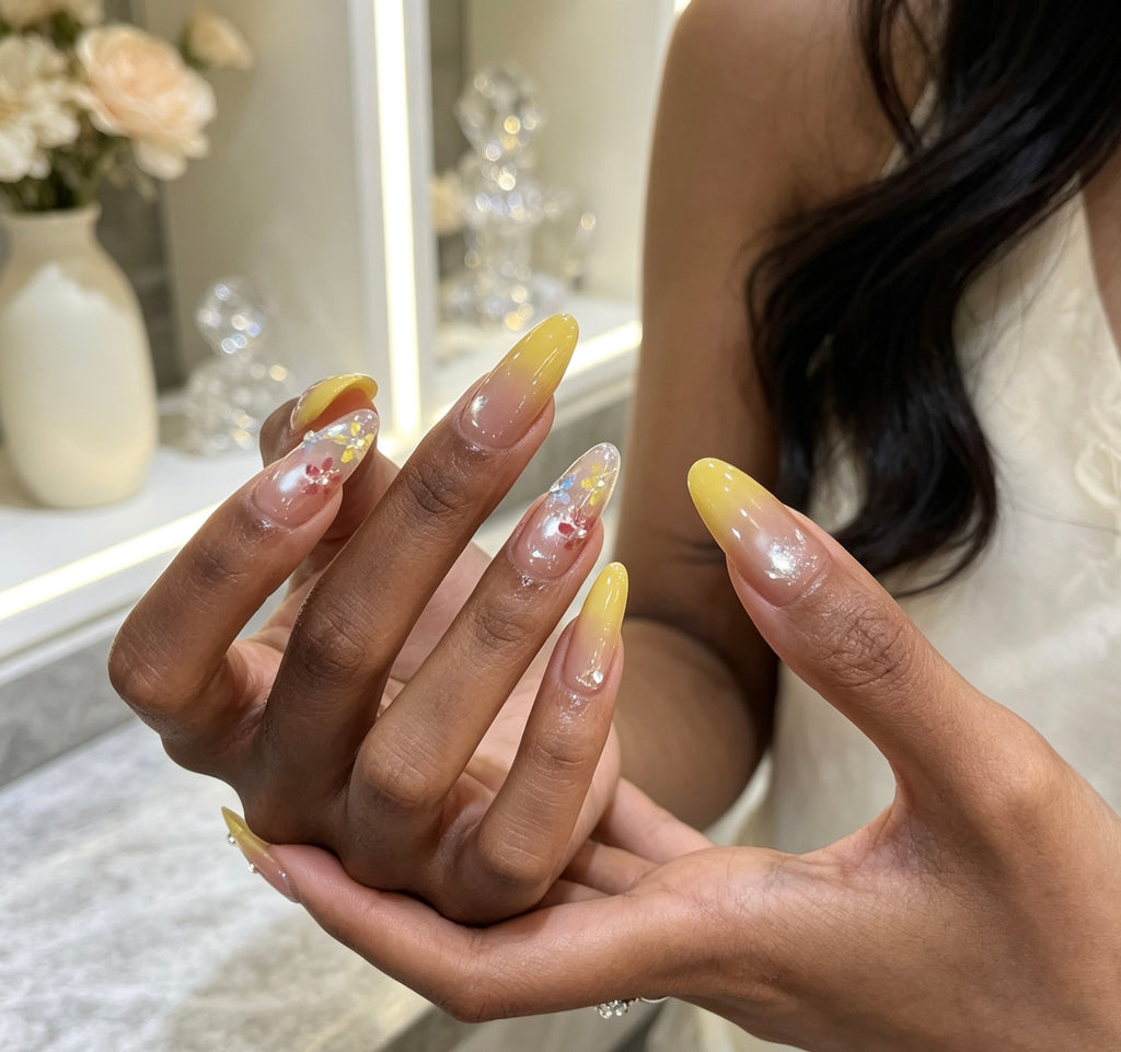 0.94-inch oval pearl glossy gradient mango sticker art patch nail art