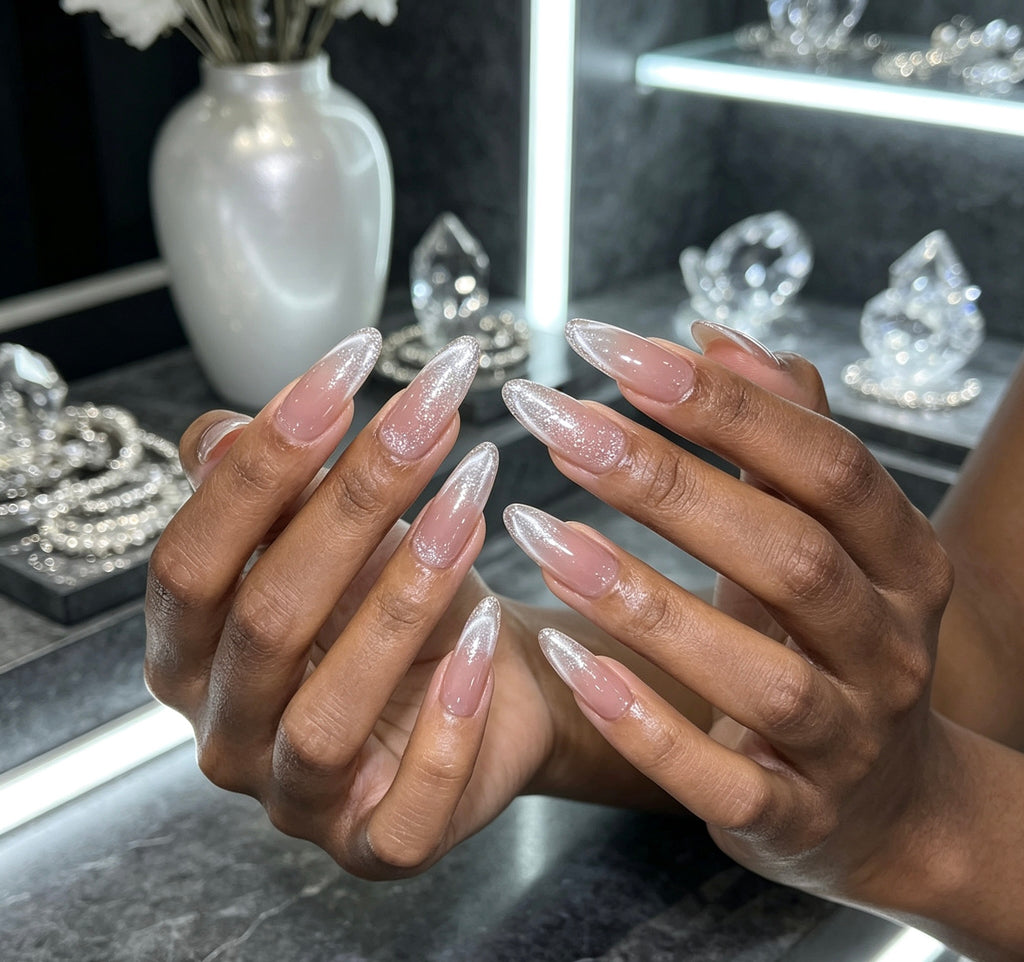 0.94-inch oval nude gradient wearing nail art