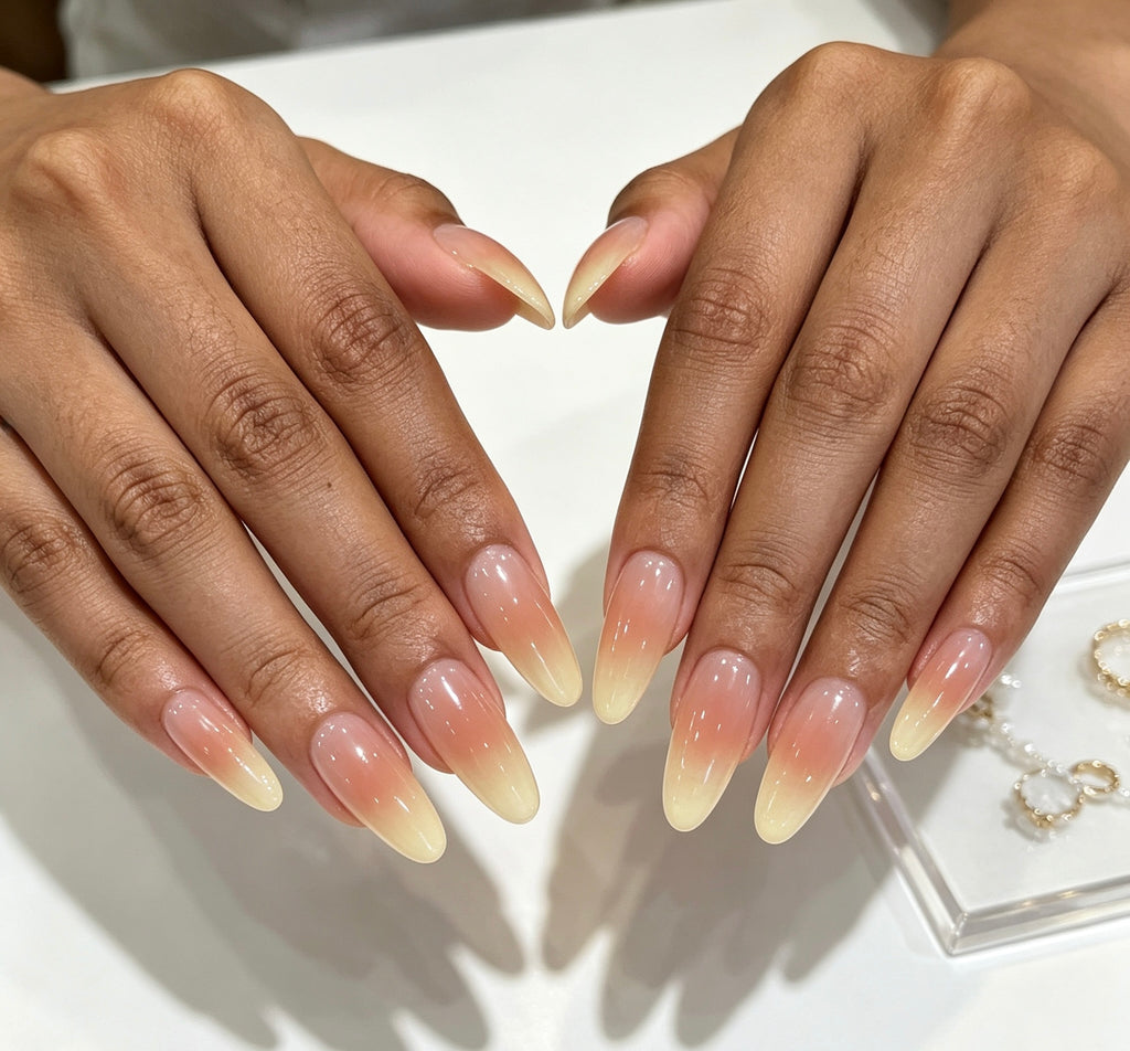 0.94-inch oval nude gradient French mango tip