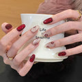 0.7 inch oval red and white solid color cat eye decal wearing nail art