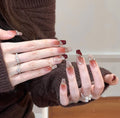 0.78-inch tapered flesh color gradient red rhinestone art patch nail art