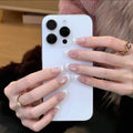 0.78-inch trapezoidal solid color jelly texture French beige pointed wearing nail art