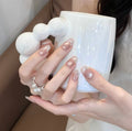 0.7 inch oval white pearl cat eye drill wearing nail art