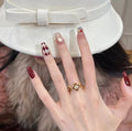 0.78-inch trapezoidal red grid press nail art