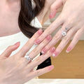 0.62in square pink glossy polka dot press-on nail art