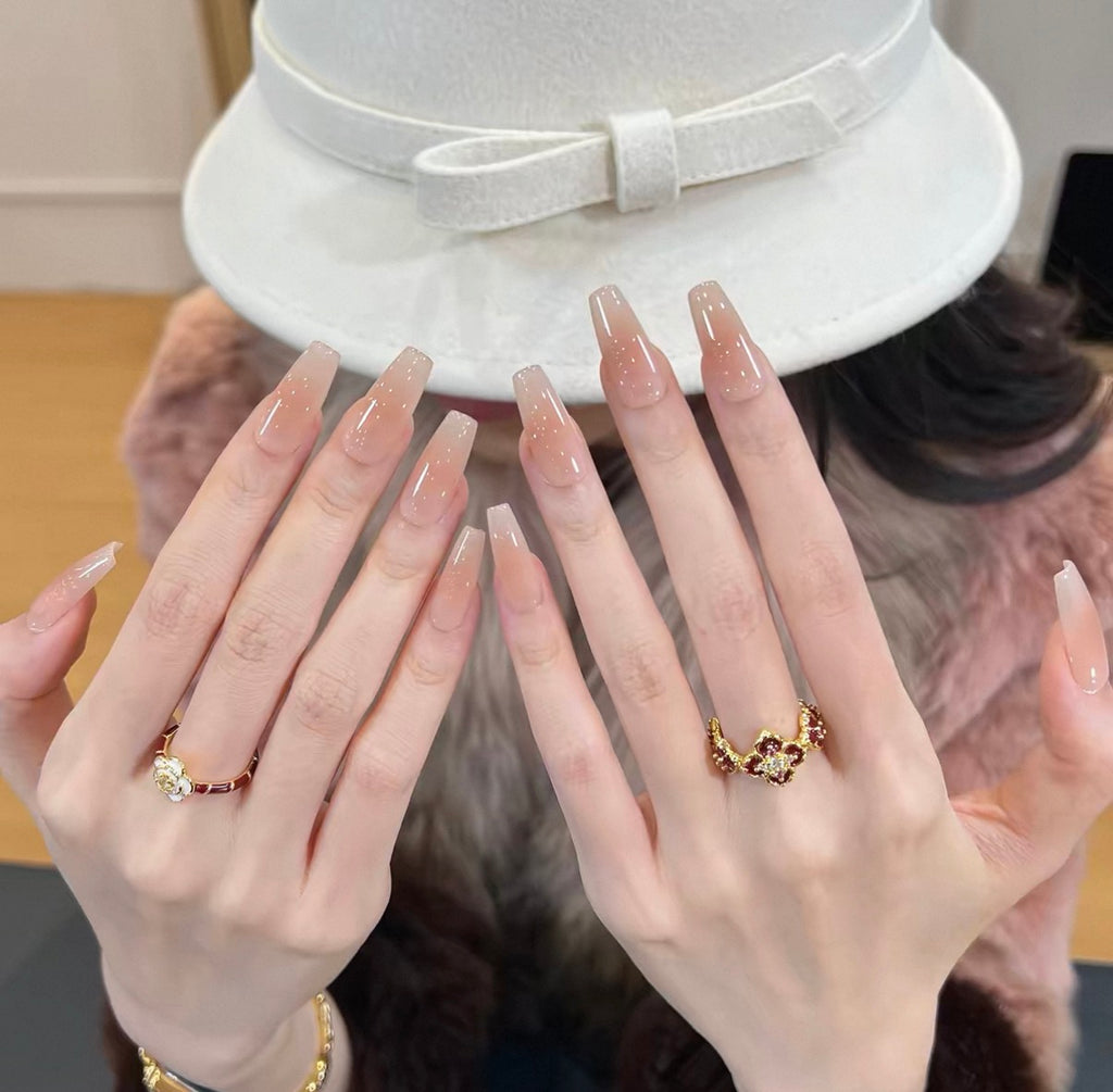 0.94-inch trapezoidal nude gradient wearing nail art