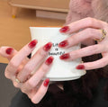 0.7 inch oval wine red cat eye glitter wearing nail art