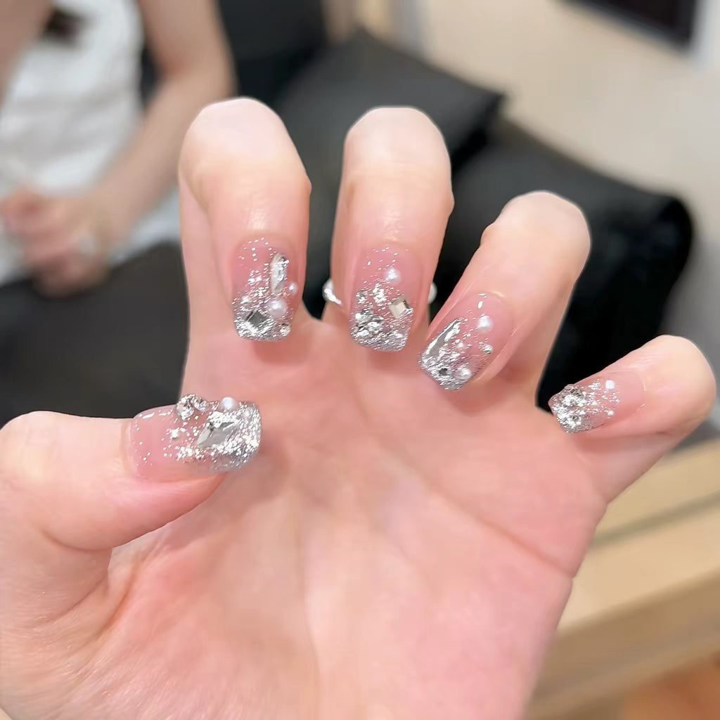 0.62-inch square glitter diamond cat eye wearing nail art