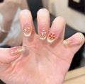 0.78-inch trapezoidal nude pink glitter sticker wearing nail art